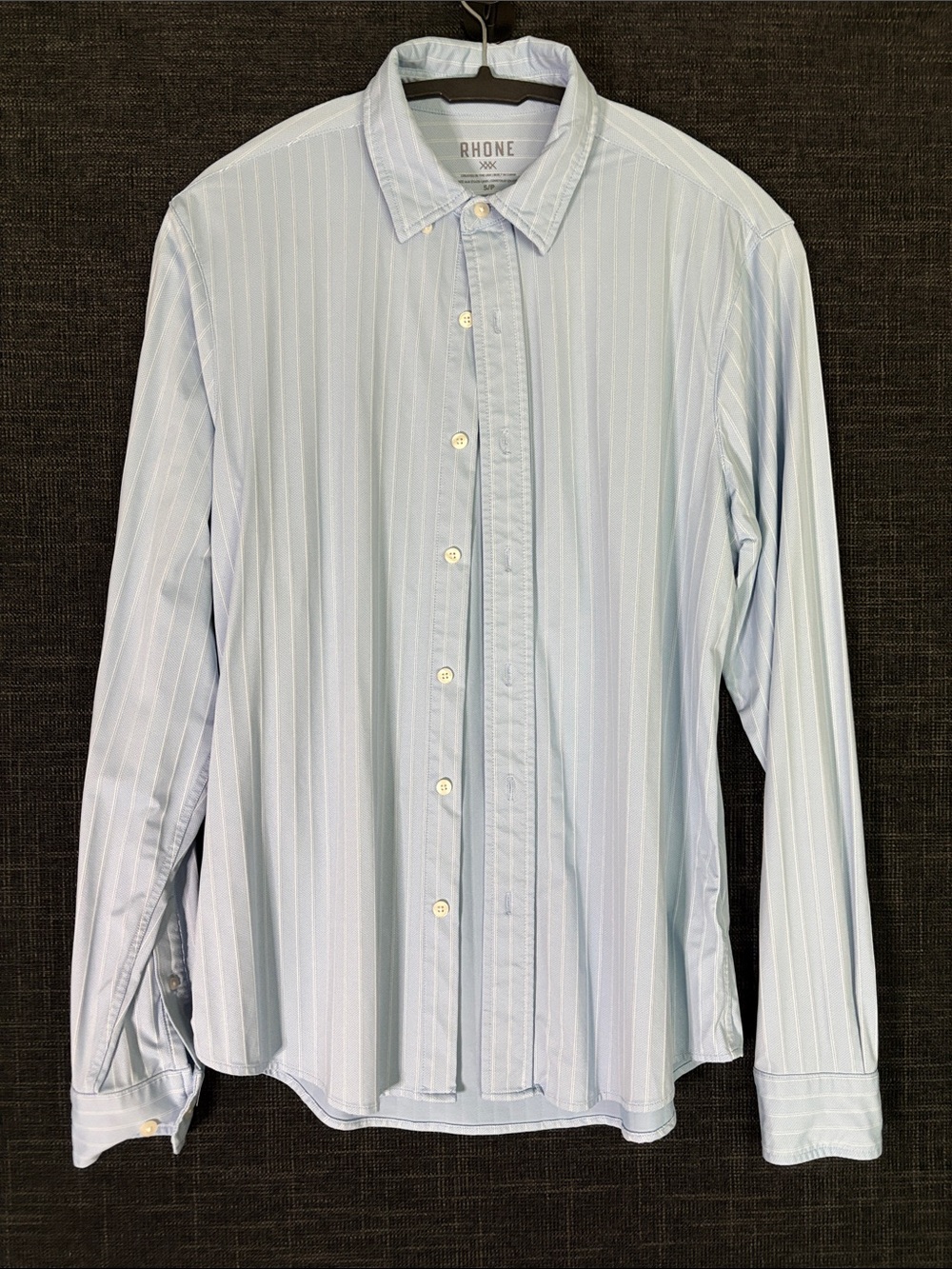 RHONE Men’s Pale Blue Pinstripe Dress Shirt